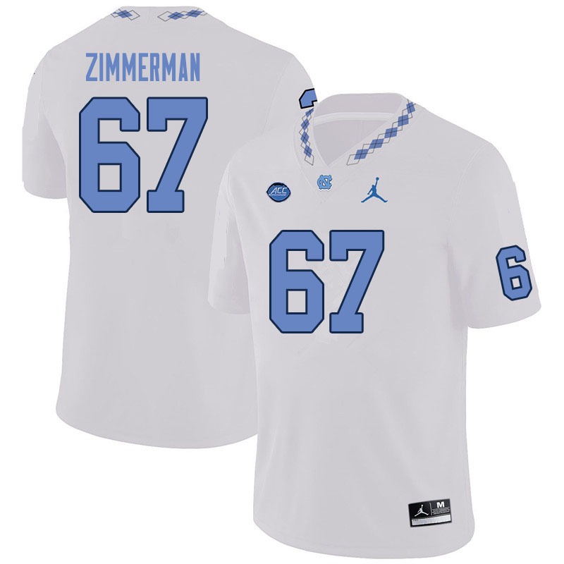 Men #67 Trey Zimmerman North Carolina Tar Heels College Football Jerseys Sale-White